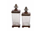 Benzara 53507 Polystone Glass Jar Set of 2