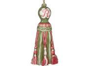 123 Creations C450EE.8 Inch Initial Tassel Green and Pink