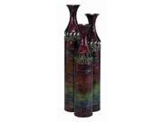Benzara 63575 Rustic Metal Cylindrical Shaped Vase Set of 3 Cylindrical Shaped