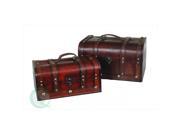 Quickway Imports QI003004.2 Decorative Wood Treasure Box Wooden Trunk Chest Set of 2