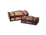 Quickway Imports QI003014.2 Old World Map Treasure Chest Set of 2