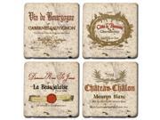 Thirstystone AWKT14 Travertine 4 piece Coaster Set Wine Labels