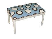 123 Creations C731AWBC Dots in Blue Needlepoint Bench in White Wash 100 Percent Wool