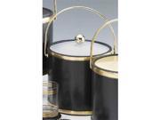 Kraftware 50165 Sophisticates Black with Brushed Brass 3 Quart Ice Bucket with Bale Handle Bands and Acrylic Cover