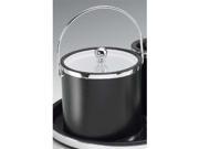 Kraftware 67565 Sophisticates Black with Polished Chrome 3 Quart Ice Bucket with Bale Handle Bands and Lucite Cover