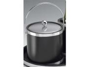Kraftware 68568 Sophisticates Black with Brushed Chrome 3 Quart Ice Bucket with Bale Handle Bands and Metal Cover