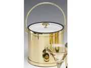 Kraftware 76064 Mylar Polished Brass 3 Quart Ice Bucket with Bale Handle Lucite Cover with Flat Knob