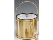 Kraftware 76564 Mylar Brushed Brass 3 Quart Ice Bucket with Bale Handle Lucite Cover with Flat Knob
