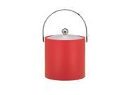 Kraftware 10766 B.C. Red 3 Quart Ice Bucket Chrome Bale Handle Chrome Flat Knob Frosted Vinyl Lid