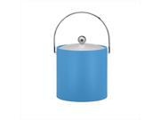 Kraftware 12266 B.C. Process Blue 3 Quart Ice Bucket Chrome Bale Handle Chrome Flat Knob Frosted Vinyl Lid