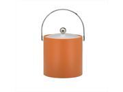 Kraftware 14866 B.C. Spicy Orange 3 Quart Ice Bucket Chrome Bale Handle Chrome Flat Knob Frosted Vinyl Lid