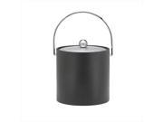 Kraftware 69468 Soho Black Leatherette 3 Quart Ice Bucket Chrome Bale Handle Chrome Lid