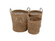 Benzara 48974 Seagrass Basket Set of 3