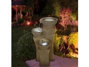 Pure Garden Cascade Bowls Fountain with LED Lights
