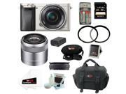 Sony a6000 ILCE6000L S Alpha A6000 Mirrorless Digital Camera Silver with 16 50mm and 30mm Lens Bundle and 32GB Best Mirrorless Camera Kit