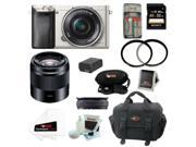Sony a6000 ILCE6000L S Alpha A6000 Mirrorless Digital Camera Silver with 16 50mm and 50mm Lens Bundle and 32GB Best Mirrorless Camera Kit