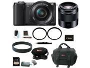 Sony a5000 Alpha A5000 Mirrorless Digital Camera Black with 16 50mm and 50mm Lens Bundle and 32GB Best Mirrorless Camera Kit