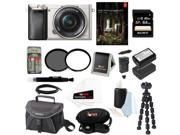 Sony a6000 Alpha a6000 24.3 MP Interchangeable Lens Camera with 16 50mm Power Zoom Lens Silver 64GB Deluxe Accessory Kit