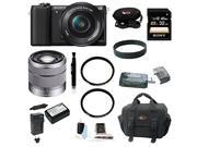 Sony a5100 24MP Interchangeable Lens Camera with 16 50mm Power Zoom Lens Black and Sony SEL1855 18 55MM F3.5 5.6 OSS E Lens plus 32GB Deluxe Accessory Kit