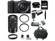 Sony a5100 24MP Interchangeable Lens Camera with 16 50mm Power Zoom Lens Black and Sony E 55 210mm F4.5 6.3 Lens plus 32GB Deluxe Accessory Kit