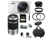 Sony a6000 Sony Alpha a6000 Interchangeable Lens Camera with 16 50mm Power Zoom Lens White with Sony E 55 210mm F4.5 6.3 OSS Lens for Sony E Mount Cameras S