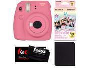 Fujifilm Instax Mini 9 (Pink) w/ Shiny Star Film (1-PK) & Photo Wallet