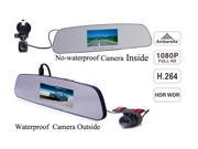 4.3inch LCD a7 ambarella rearview mirror gps car dvr with full hd dual lens auto camera reccorder