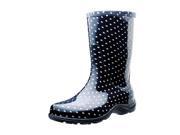 Size 10 Black White Polka Dot Print Rain Garden Shoe Comfort Insole Women s