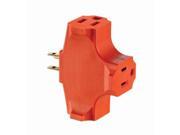 Orange 15 Amp 125 Volt Heavy Duty Grounded Triple Outlet Adapter Orange