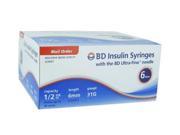 BD Ultra Fine Insulin Syringe 31G 1 2 cc 15 64 in 6 MM 90 ea. Model 324907