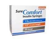 Sure Comfort Insulin Syringes 29 Gauge 1 2cc 1 2 in 100 ea