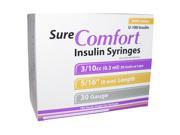 Sure Comfort Insulin Syringes 30 Gauge 3 10cc 5 16 in 100 ea