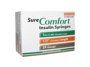 Sure Comfort Insulin Syringes 29 Gauge 1cc 1 2 in 100 ea