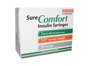 Sure Comfort Insulin Syringes 30 Gauge 1cc 1 2 in 100 ea