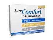 Sure Comfort Insulin Syringes 30 Gauge 1 2cc 5 16 in 100 ea