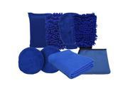 Plush Microfiber 7 Piece Car Cleaning Kit Lint Free Car Detailing Towels Blue