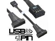 USB 2.0 9 Pin Motherboard Female to USB 3.0 20 Pin Housing Male Cable adapter Black