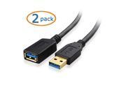 Cable Matters 2 Pack SuperSpeed USB 3.0 Type A Male to Female Extension Cable in Black 6 Feet