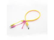 Mixed Color Zipper 2IN1 USB Charging Data Cable fr iPhone and Android Cell Phone 30cm Pink Yellow