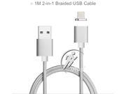 2IN1 Lightning Micro USB Fabric Cable Metal Magnet Adapter Charger for iPhone iPad Samsung LG HTC Nokia Sony Lenovo HUAWEI