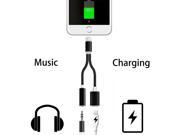 New 2 in 1 Charge Listen Audio Play Adapter For iPhone 7 plus Lighting to Lightning 8PIN charging port and 3.5mm AUX Headphone Adapter BK