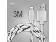 iRun® 3M 10ft Braided Durable Lightning 8 Pin USB Data Sync Charger Cord Cable for iPhone 7 6 plus 5 iPad Air iPad Mini iPod White