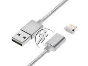 Newest 2IN1 USB Fabric Cable Lightning Micro USB Metal Magnetic Adapter Charger for iPhone Samsung Blackberry HTC Nokia Lumia LG Sony Motorola Silver Grey