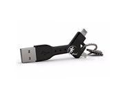 Creative 2 in 1 BLACK Bendable Lightning Micro USB Keychain Charger Cable USB Adapter for iPhone 7 6S 6 Plus 5S SE 5 iPad iPod and Android Phones Samsung LG L