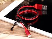 Newest 2 in 1 Lightning 8 Pin Micro USB to USB Data Zipper Cable for iPhone 7 6 Plus 5 s Android Mobile Phone Charging and Data Transmission Cord Black Red