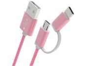 USB Type C Cable 2IN1 USB3.1 Micro USB Charging Connector Braided USB Cable for Xiaomi mi5 4S OnePlus3 Nexus 5X 6P Huawei Type C Phones Pink