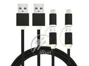 Micro USB Type C Adaptor Cable 2 in 1 Braided Charging Cord for Android Phones Tablets USB C Devices Huawei Xiaomi Oneplus Chromebook LG 1Meter Black Color