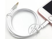 Lightning to Male Auxiliary 3.5mm Headphone Audio Jack Cable for iPhone 7 7 plus Car Headphone Adapter 1Meter Aux Cable Gold plated Connector Silver Aluminiu