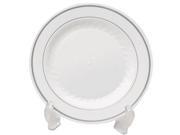 Masterpiece Plastic Dinnerware Plate White Silver 7 1 2 15 PK 10 PK CT