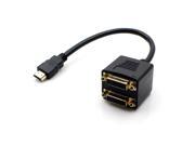 Topwin Golden Plated HDMI to 2 DVI D Female Splitter Adapter Cable 0.3Meter HDMI to DVI adapter